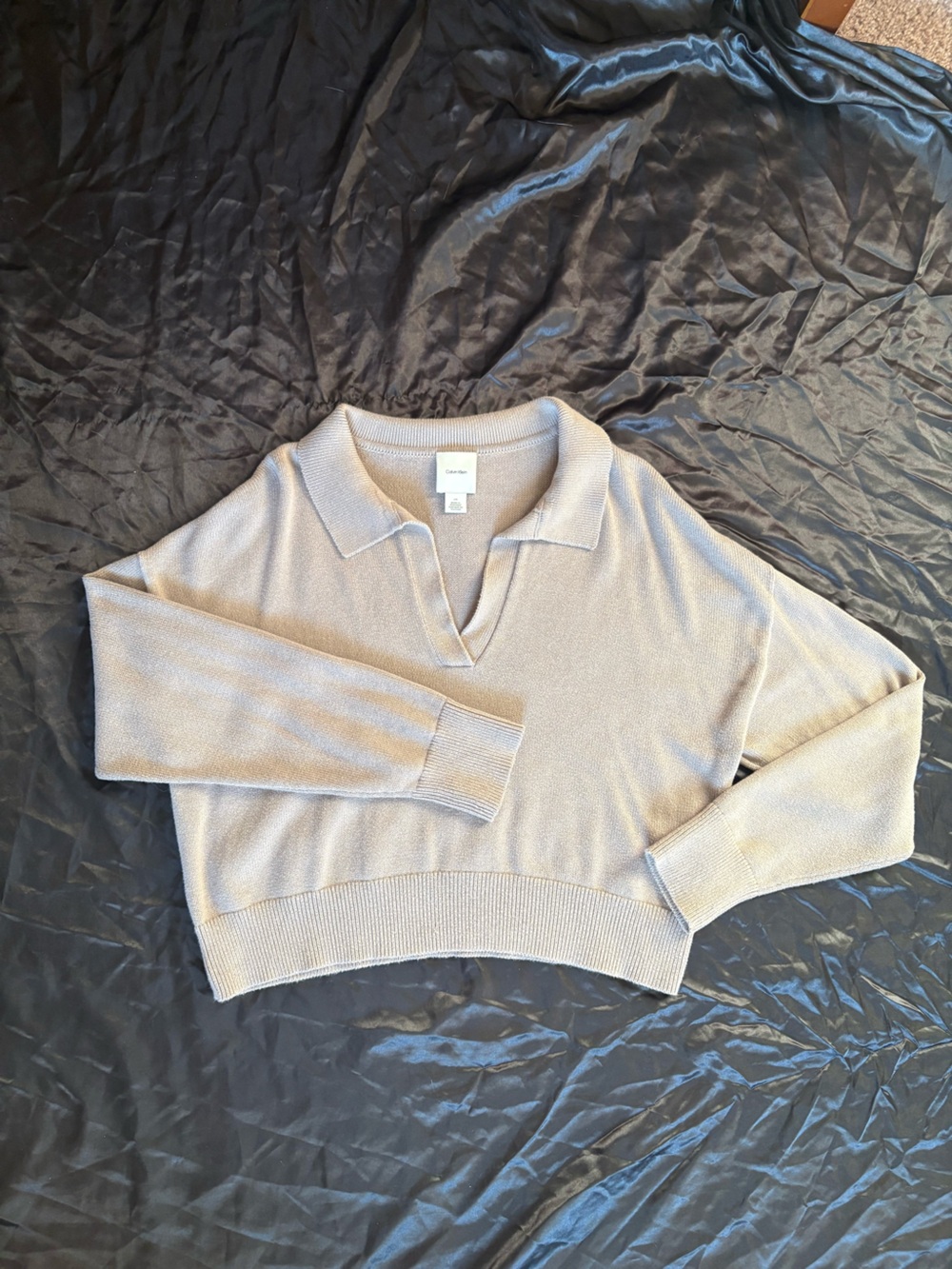 Tan Cropped Pullover Sweater